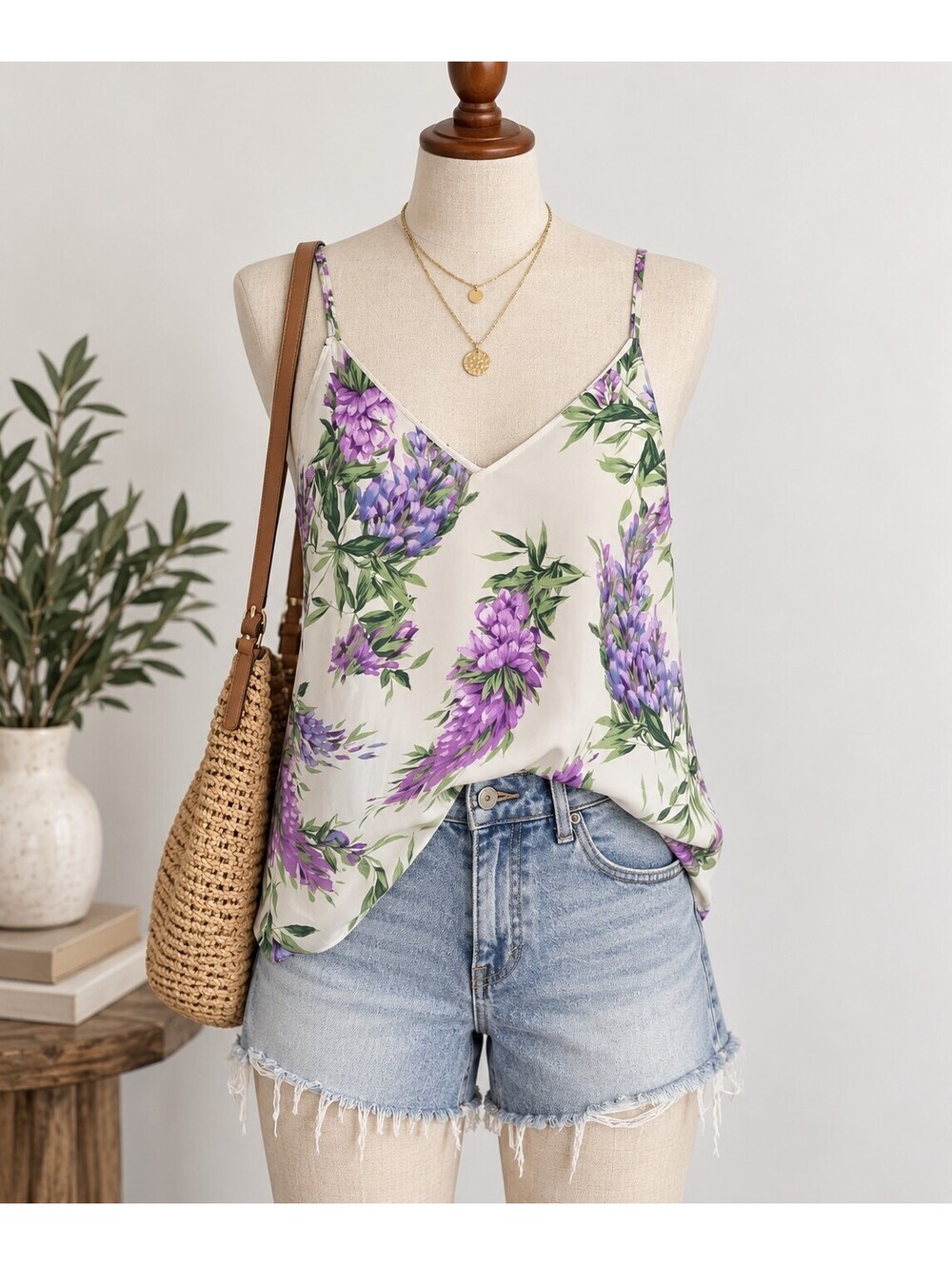 Express purple floral cami flowy botanical flowers summer spring